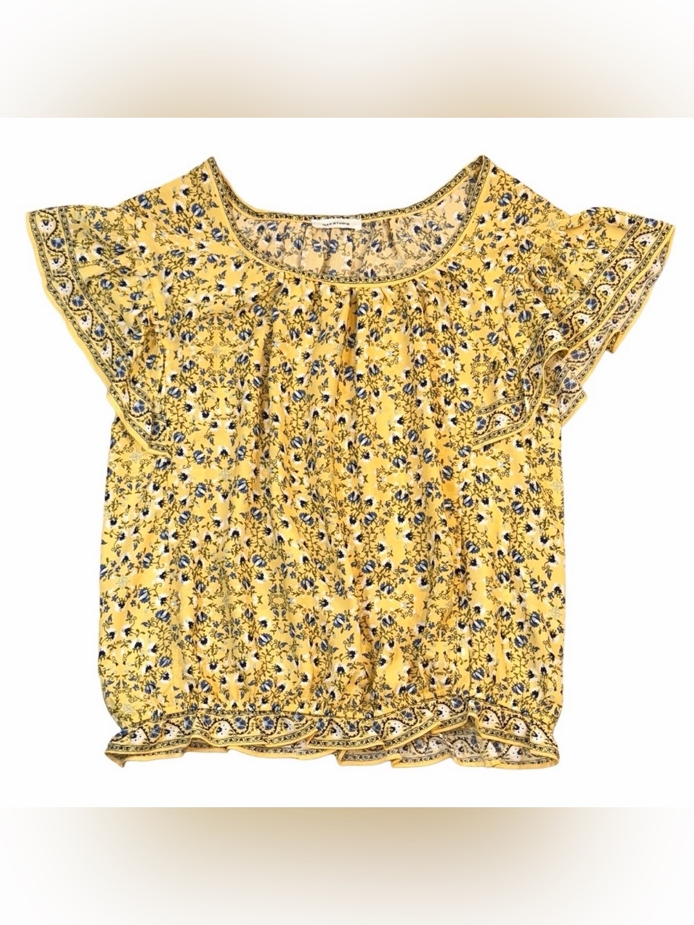 Max Studio | Boho Floral Peasant Blouse | Ruffle Sleeve | Lightweight | Summer